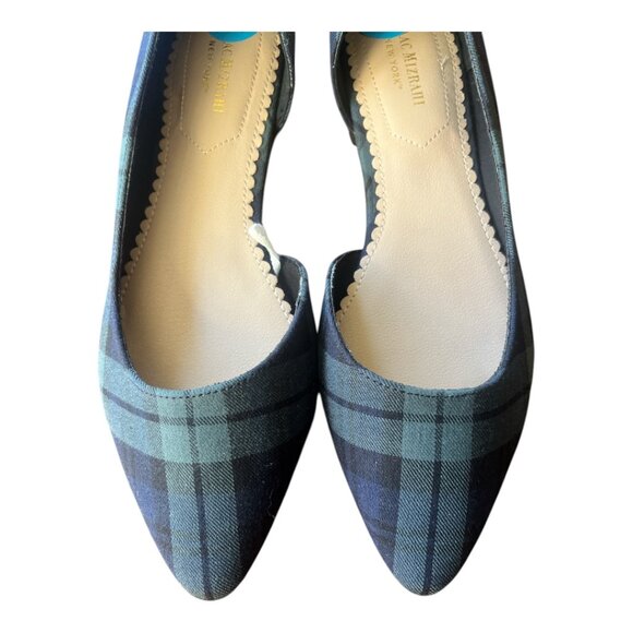 SIZE 7.5 ISAAC MIZRAHI GREEN/BLACK (BLACKWATCH) PLAID BALLET FLATS NWOT - Picture 5 of 5
